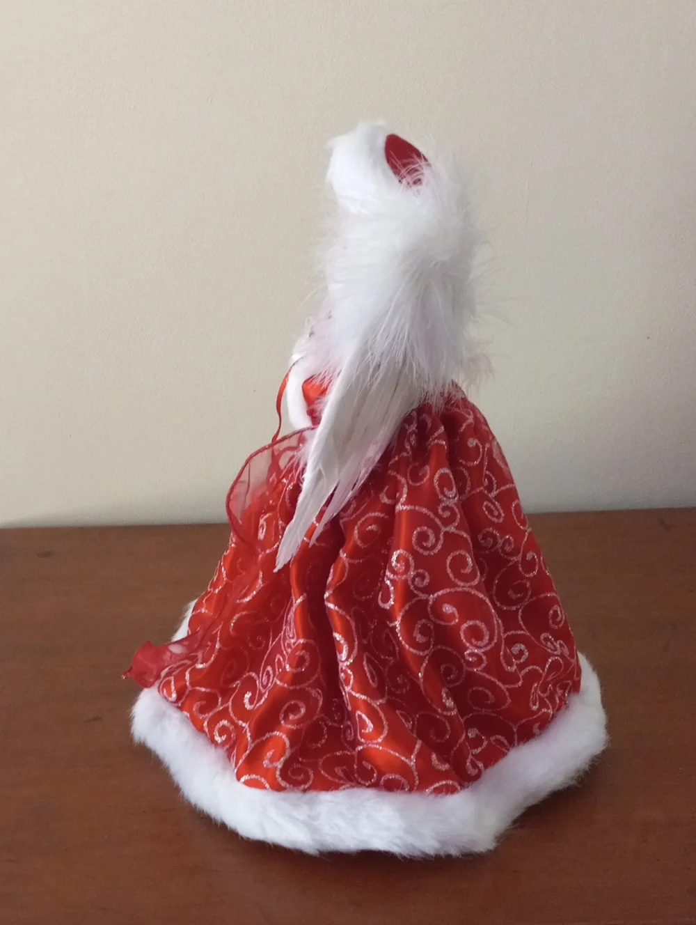Red and White Angel Tree Topper - Sparkle Swirl Dress